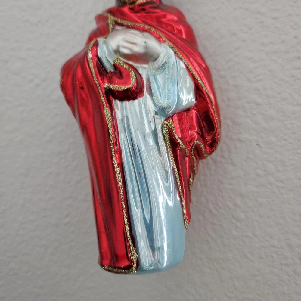 Glass Christmas ornament  Saint Joseph‎ with Red glitter rope